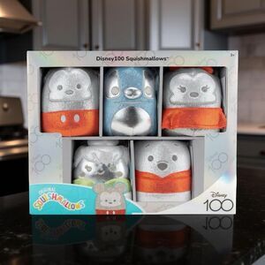 Sealed Disney 100 Plush Gift Box Set Stitch Tinker Bell Pooh Squishmallows 5”